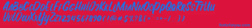 Fontania Font – Blue Fonts on Red Background