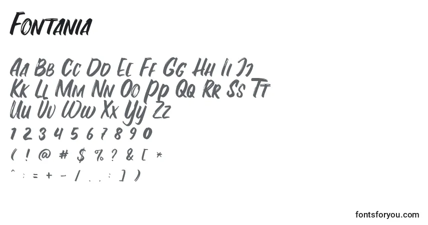 Schriftart Fontania (126971) – Alphabet, Zahlen, spezielle Symbole