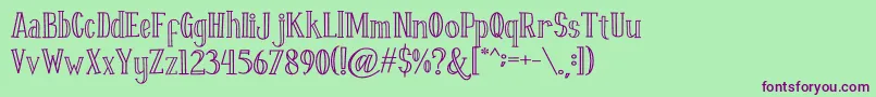 Fontastique Carved Font – Purple Fonts on Green Background