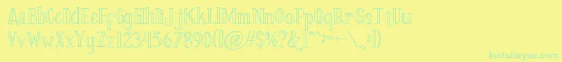 Fontastique Carved Font – Green Fonts on Yellow Background
