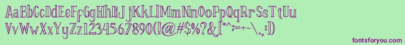Czcionka Fontastique Carved – fioletowe czcionki na zielonym tle