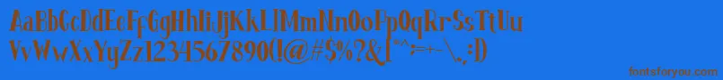 フォントFontastique – 茶色の文字が青い背景にあります。