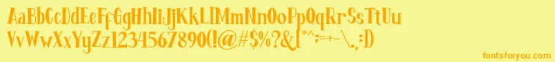Fontastique-Schriftart – Orangefarbene Schriften auf gelbem Hintergrund