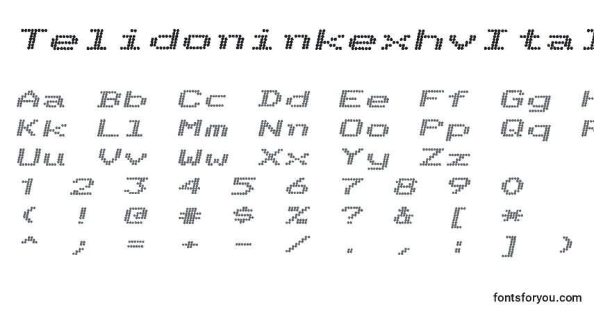 A fonte TelidoninkexhvItalic – alfabeto, números, caracteres especiais
