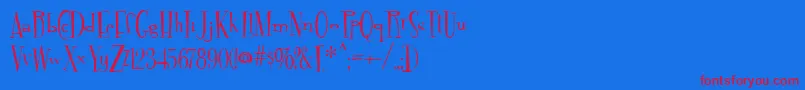 Fontdinerdotcom Font – Red Fonts on Blue Background