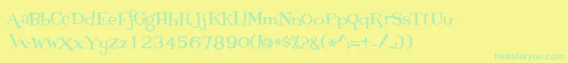 FontdinerdotcomLoungy-fontti – vihreät fontit keltaisella taustalla