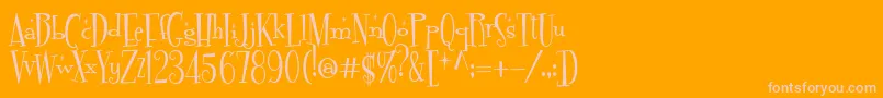 FontdinerdotcomSparkly-Schriftart – Rosa Schriften auf orangefarbenem Hintergrund