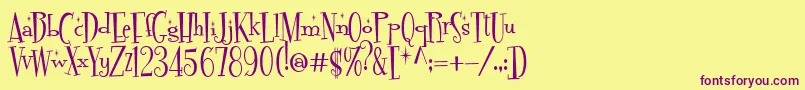 Шрифт FontdinerdotcomSparkly – фиолетовые шрифты на жёлтом фоне