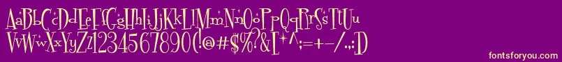 FontdinerdotcomSparkly-Schriftart – Gelbe Schriften auf violettem Hintergrund