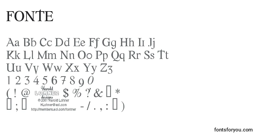 Czcionka FONTE    (126986) – alfabet, cyfry, specjalne znaki