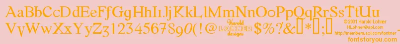 Weitere Informationen zur FONTE -Schriftart FONTE -Schriftart – Orangefarbene Schriften auf rosa Hintergrund