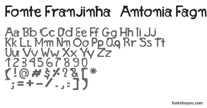 Schriftart Fonte Franjinha   Antonia Fagnia – Alphabet, Zahlen, spezielle Symbole