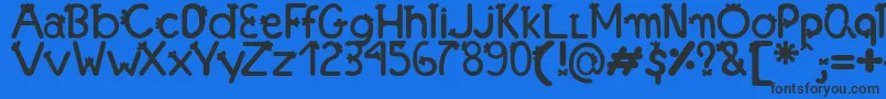 フォントFonte Franjinha   Antonia Fagnia – 黒い文字の青い背景