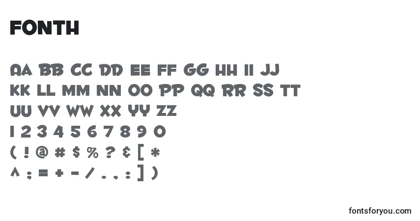 A fonte FONTH    (126992) – alfabeto, números, caracteres especiais