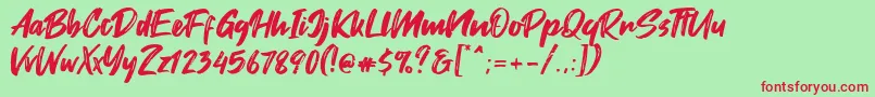 Fontjek Font – Red Fonts on Green Background