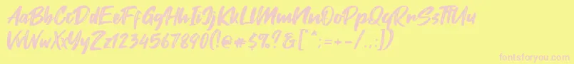 Fontjek-Schriftart – Rosa Schriften auf gelbem Hintergrund