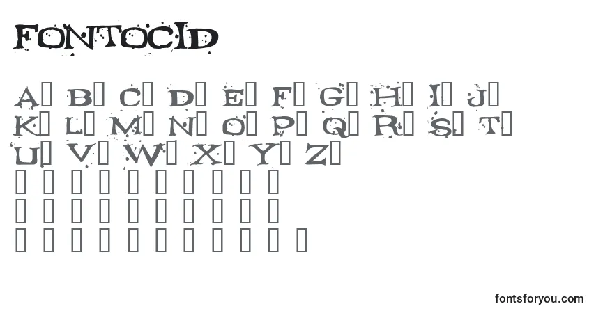 Schriftart FONTOCID (126997) – Alphabet, Zahlen, spezielle Symbole