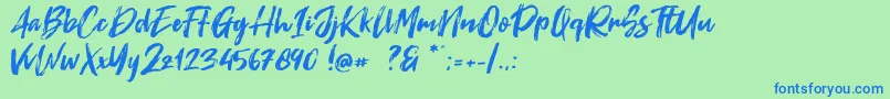フォントFontrust – 青い文字は緑の背景です。