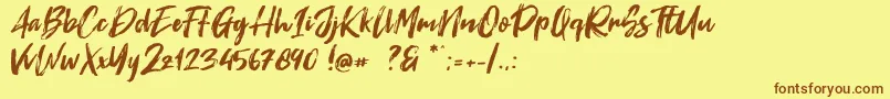 Fontrust-Schriftart – Braune Schriften auf gelbem Hintergrund