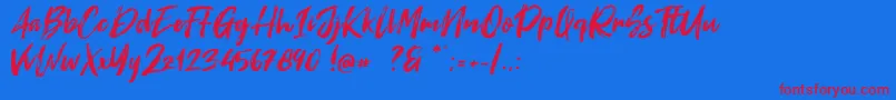 Fontrust-Schriftart – Rote Schriften auf blauem Hintergrund
