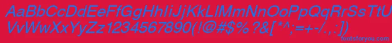 Police SvobodaItalic – polices bleues sur fond rouge