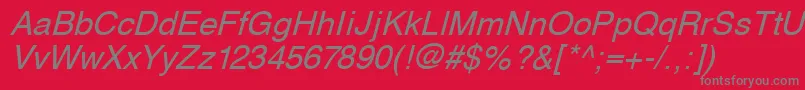 Fonte SvobodaItalic – fontes cinzas em um fundo vermelho