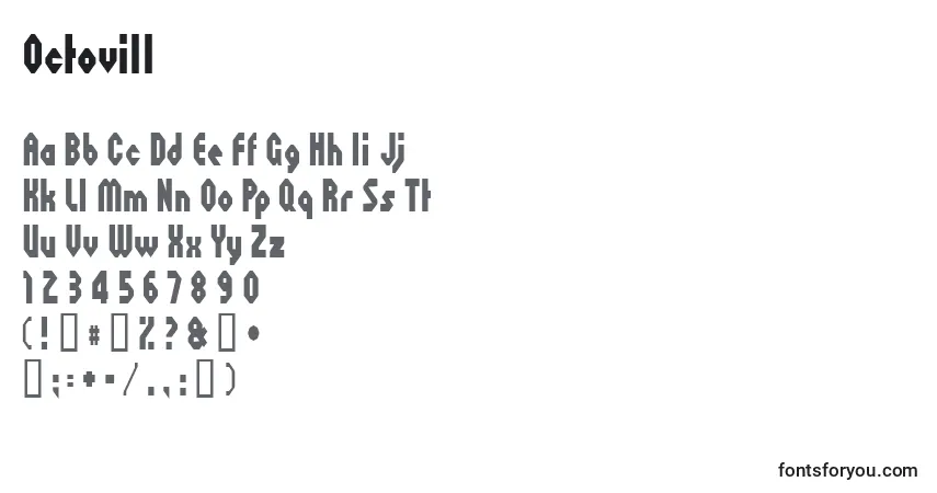 characters of octovill font, letter of octovill font, alphabet of  octovill font