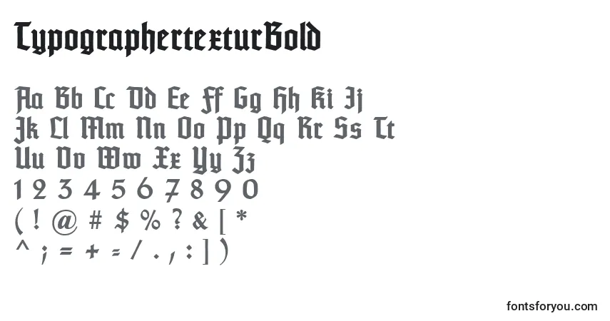 Schriftart TypographertexturBold – Alphabet, Zahlen, spezielle Symbole