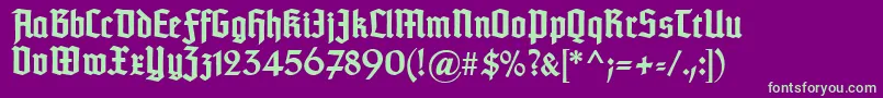 Fonte TypographertexturBold – fontes verdes em um fundo violeta