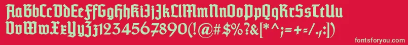 Fonte TypographertexturBold – fontes verdes em um fundo vermelho