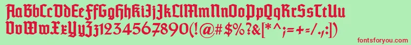 TypographertexturBold-fontti – punaiset fontit vihreällä taustalla