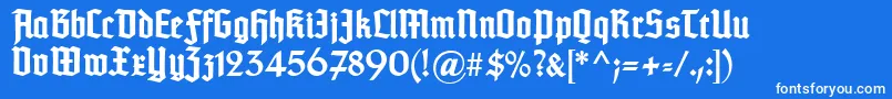 TypographertexturBold-fontti – valkoiset fontit sinisellä taustalla