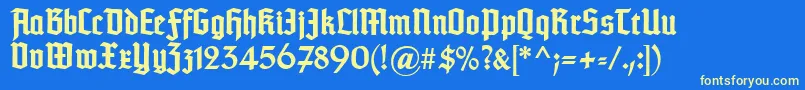 Fonte TypographertexturBold – fontes amarelas em um fundo azul