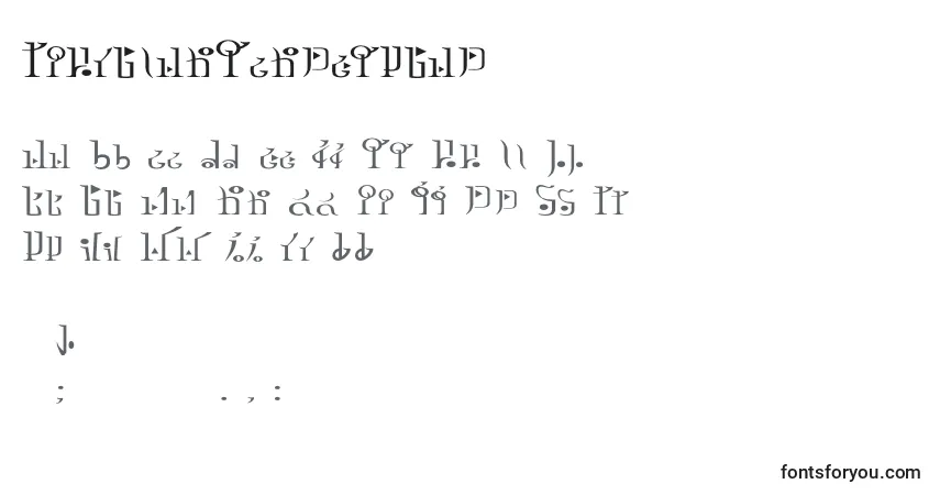 Czcionka TphylianGcnregular – alfabet, cyfry, specjalne znaki