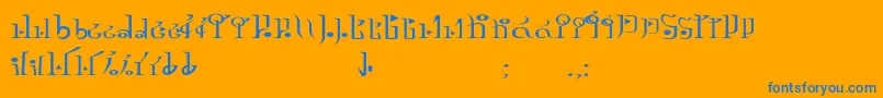 TphylianGcnregular-Schriftart – Blaue Schriften auf orangefarbenem Hintergrund