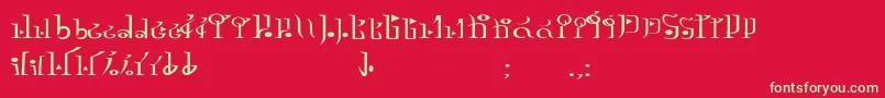 フォントTphylianGcnregular – 赤い背景に緑の文字