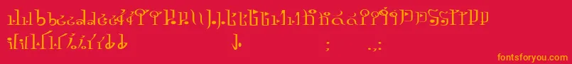 フォントTphylianGcnregular – 赤い背景にオレンジの文字