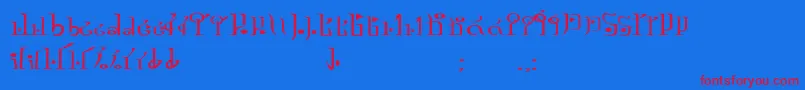 フォントTphylianGcnregular – 赤い文字の青い背景