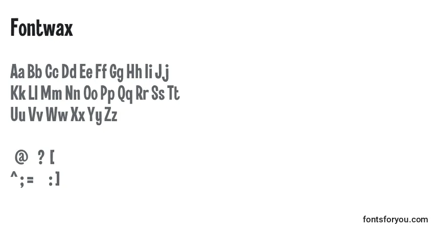 A fonte Fontwax – alfabeto, números, caracteres especiais