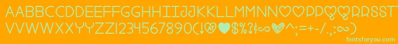 Шрифт Fool For Love   – зелёные шрифты на оранжевом фоне