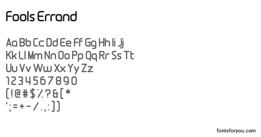Fools Errand Font – alphabet, numbers, special characters