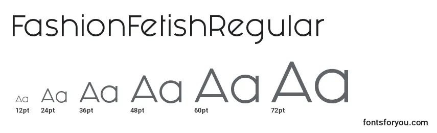 Размеры шрифта FashionFetishRegular