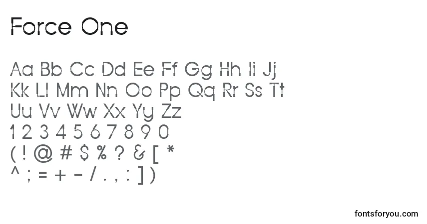 A fonte Force One (127013) – alfabeto, números, caracteres especiais
