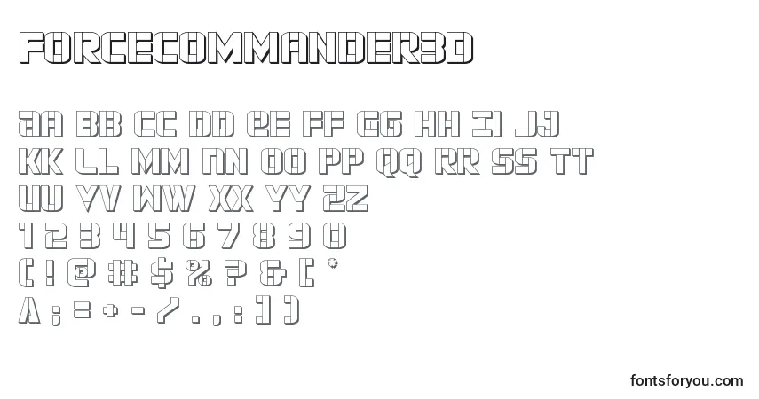 Schriftart Forcecommander3d – Alphabet, Zahlen, spezielle Symbole