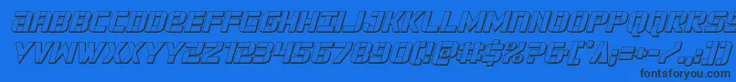 Шрифт forcecommander3dital – чёрные шрифты на синем фоне