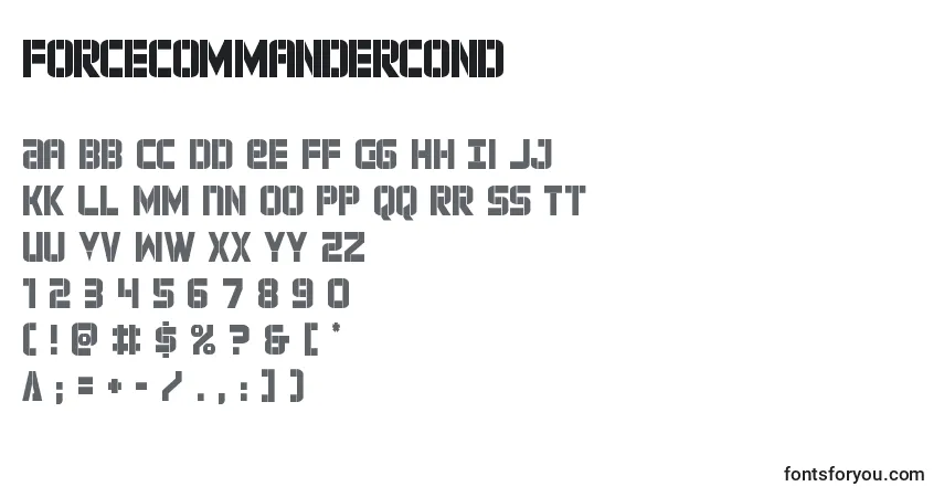 A fonte Forcecommandercond – alfabeto, números, caracteres especiais