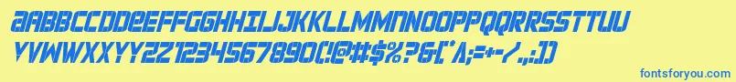 forcecommandercondital Font – Blue Fonts on Yellow Background