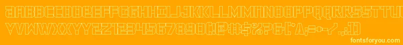 Fonte forcecommanderout – fontes amarelas em um fundo laranja