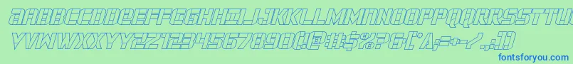 フォントforcecommanderoutital – 青い文字は緑の背景です。