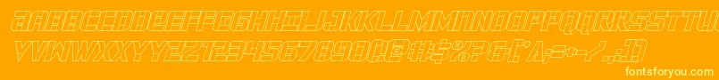 forcecommanderoutital-Schriftart – Gelbe Schriften auf orangefarbenem Hintergrund